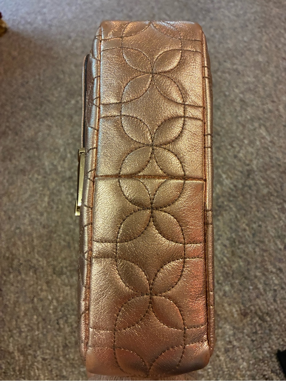 Quilted Metallic Shoulder/Crossbody Bag - Rose Gold - Picture 7 of 8